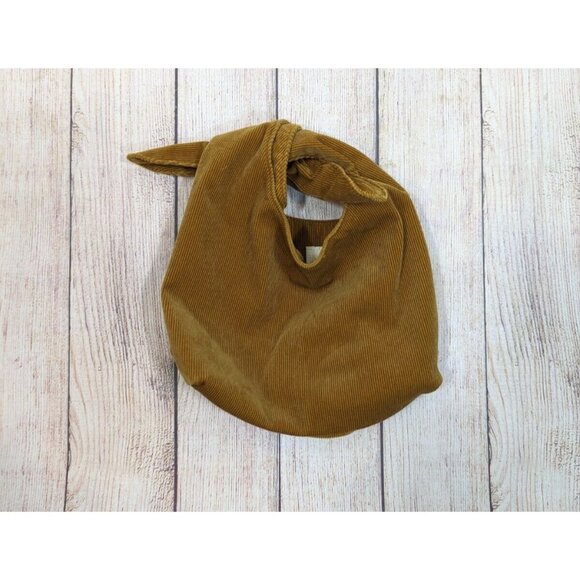 Merit Beauty Cosmetic Makeup Bag Brown Corduroy Tie Top Pouch Bucket Bag CUTE - Picture 1 of 5